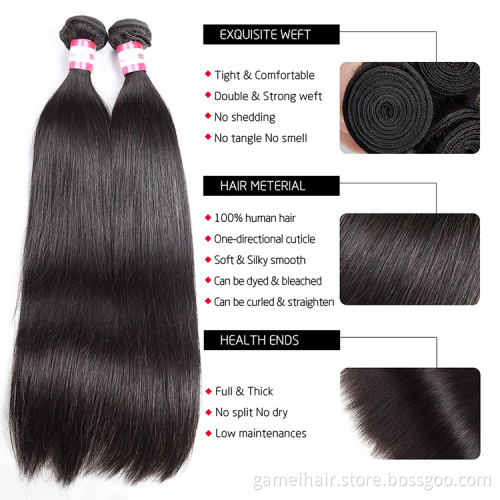 Raw cuticle unprocessed virgin remy natural human straight hair